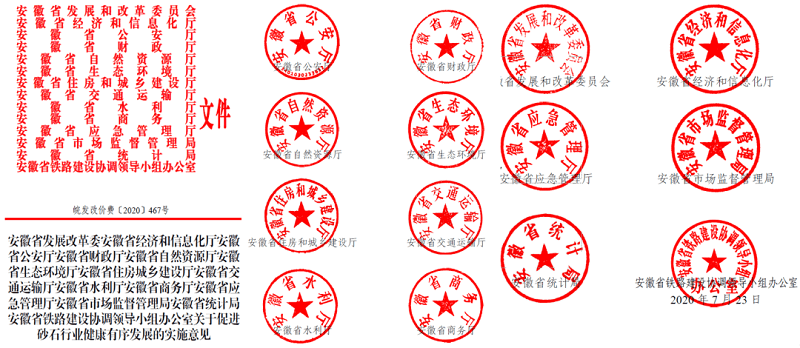 為促進(jìn)機(jī)制砂健康有序發(fā)展，安徽省發(fā)改委發(fā)布了實(shí)施方案文件